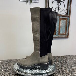 Kenneth Cole Reaction tall riding Boots Black and Gray with rhinestone NEW 5.5